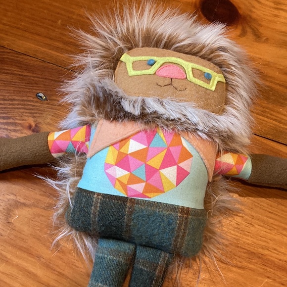 TEDDY BEAR REPUBLIC Fuzzy Retro Fabric Wool Teddy Bear Handmade Glasses - Picture 4 of 8